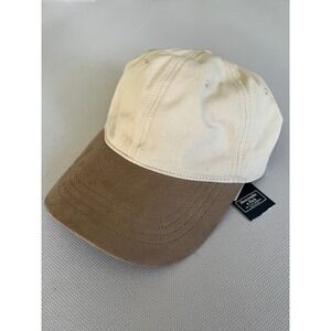 Abercrombie & Fitch Two Tone Baseball Cap Cream Brown Faux Suede Brim Hat NWT